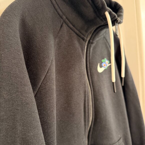 Nike Floral Swoosh Half Zip Hoodie Women’s M Black - Picture 4 of 10